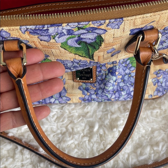 Dooney & Bourke Blue Floral Tan Satchel - Picture 12 of 15